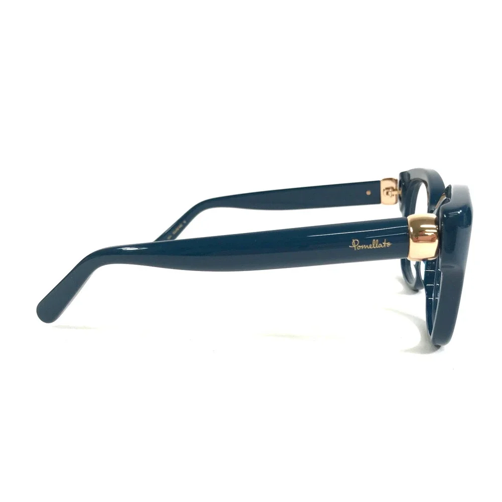 Pomellato Eyeglasses Frames PM0121O 004 Shiny Blue Butterfly Full Rim 52-19-140